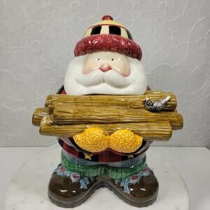 Sakura‎ Debbie Mumm Woodland Santa Cookie Jar 12" Canister Hand Painted 1998